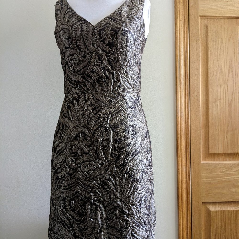 MaxMara  Brown shinny Silk blend sleeveless dress Size 6